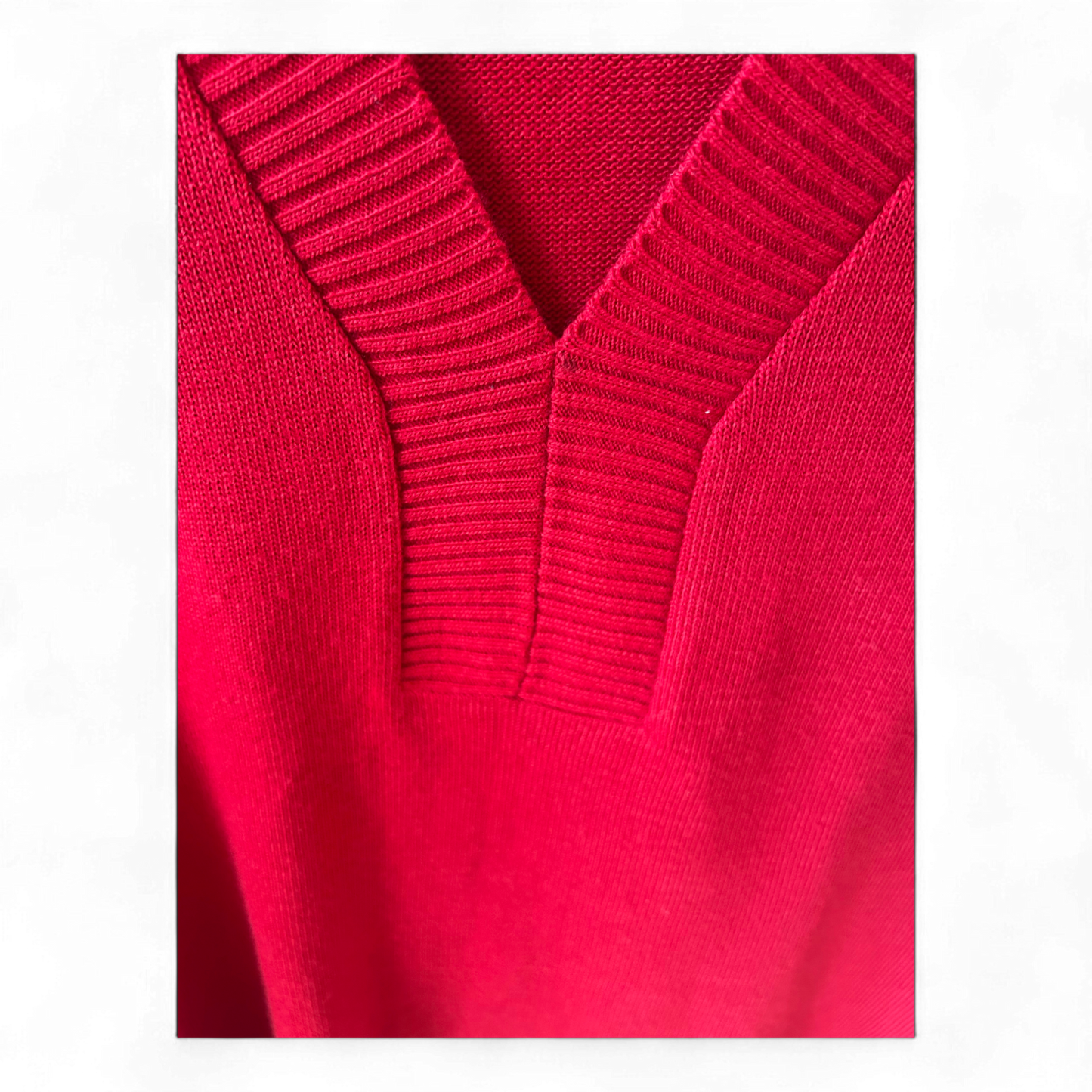 Pure Panda Pullunder Rot Gr 46 V Ausschnitt Gerippt Oversize Look Stricktop