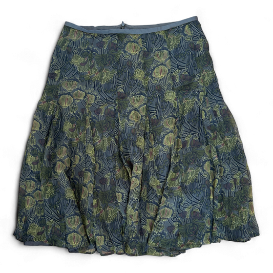 Turnover Midirock Grün Floral Gr 38 Ausgestellt 100 Seide Hochwertig Gefüttert