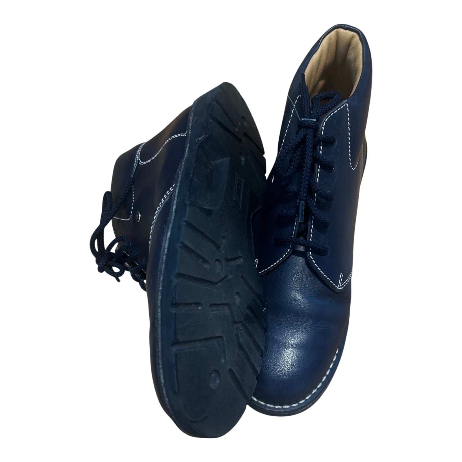 Bause Stiefeletten Damen Schuhe Gr 40 Echtleder Blau Schnürschuhe Klassisch