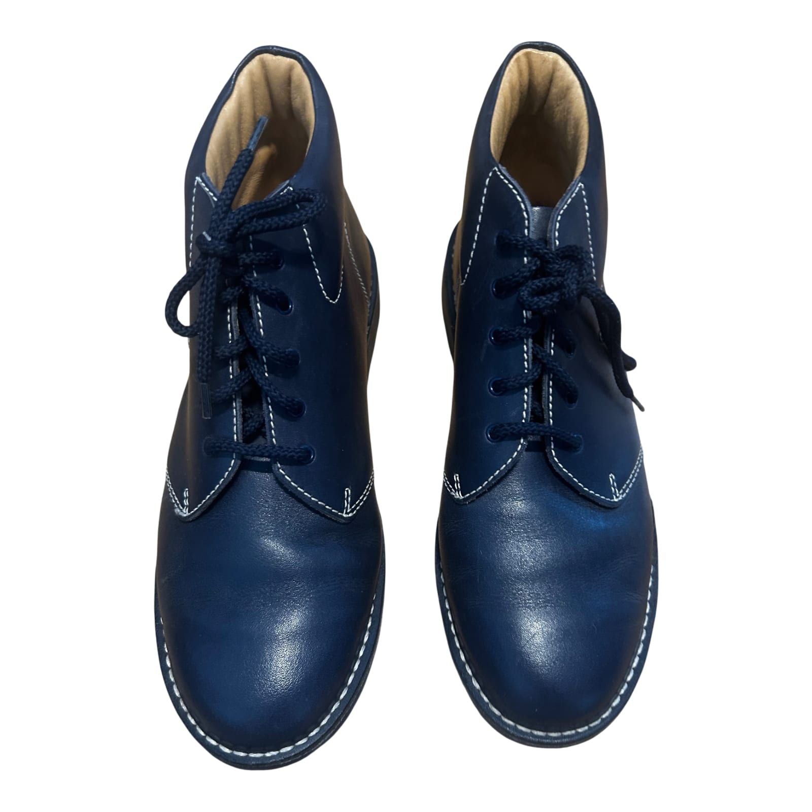 Bause Stiefeletten Damen Schuhe Gr 40 Echtleder Blau Schnürschuhe Klassisch