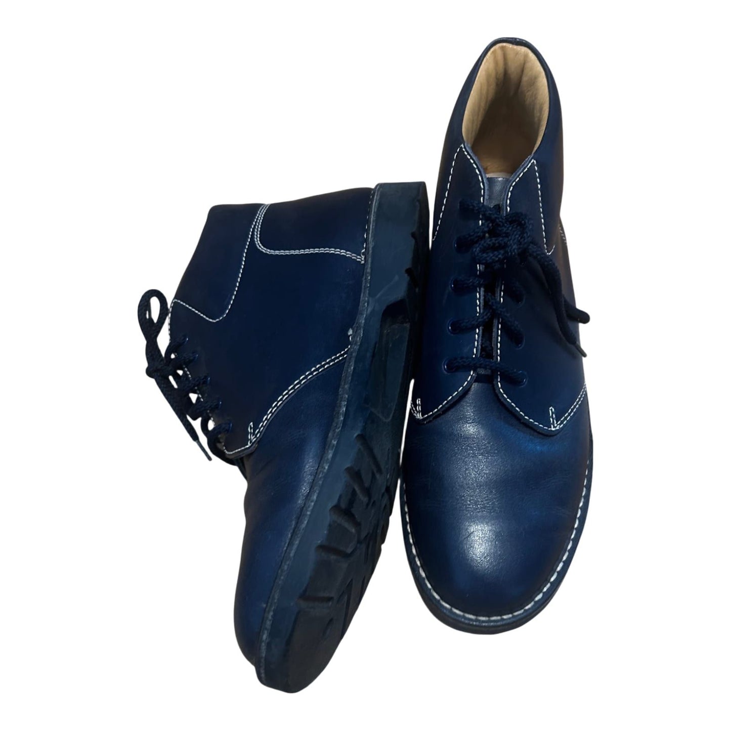 Bause Stiefeletten Damen Schuhe Gr 40 Echtleder Blau Schnürschuhe Klassisch