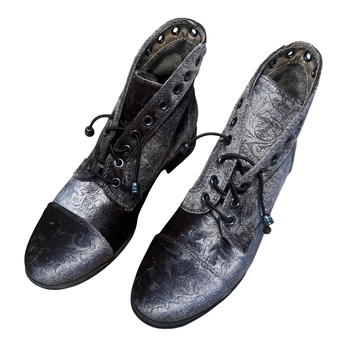Stiefeletten Damen Schuhe Gr 38 Braun Veloursoptik Schnürung Second Hand Liebe