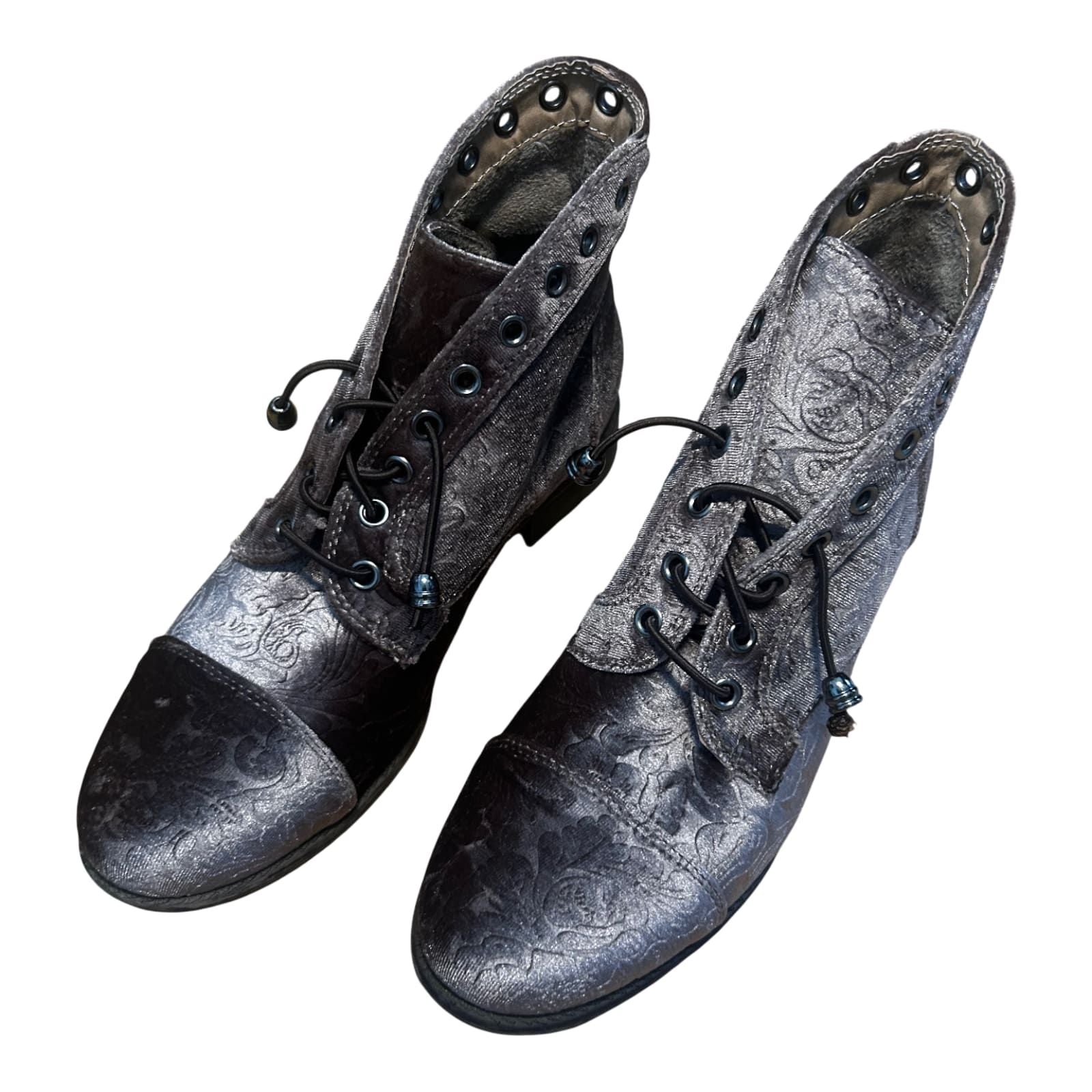 Stiefeletten Damen Schuhe Gr 38 Braun Veloursoptik Schnürung Second Hand Liebe