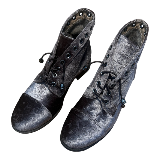 Stiefeletten Damen Schuhe Gr 38 Braun Veloursoptik Schnürung Second Hand Liebe