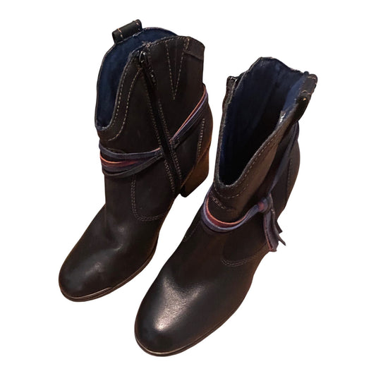 Tamaris Stiefeletten Damen Schuhe Gr 40 Schwarz Leder Blockabsatz Reißverschluss