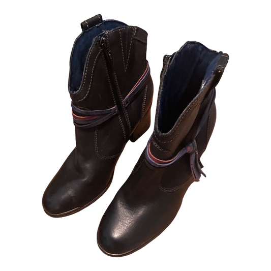 Tamaris Stiefeletten Damen Schuhe Gr 40 Schwarz Leder Blockabsatz Reißverschluss