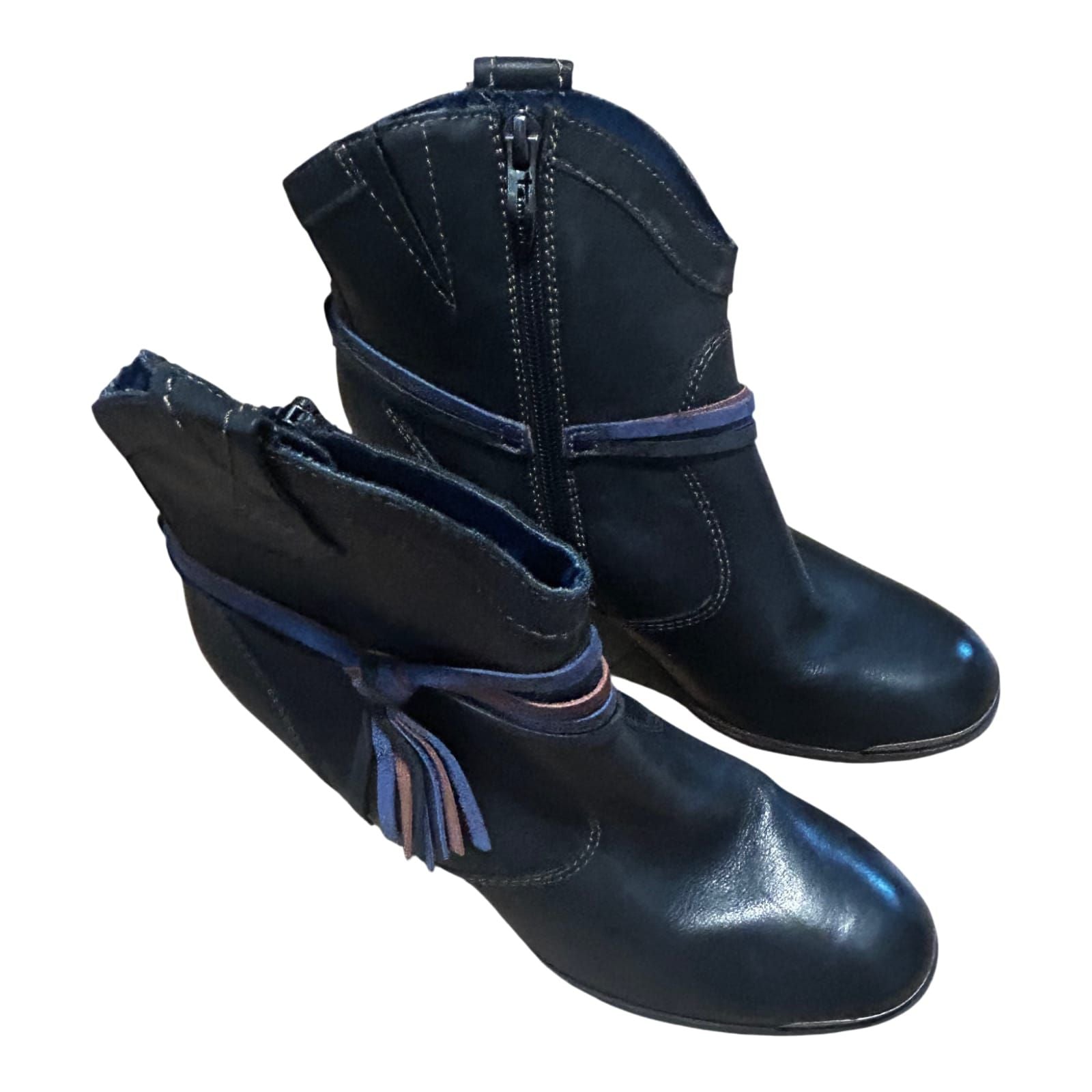 Tamaris Stiefeletten Damen Schuhe Gr 40 Schwarz Leder Blockabsatz Reißverschluss