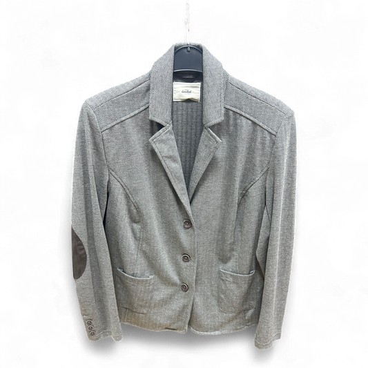 TCM Blazer Fischgrät Grau Gr 46 Ellenbogenpatches Klassisch Reiterstil