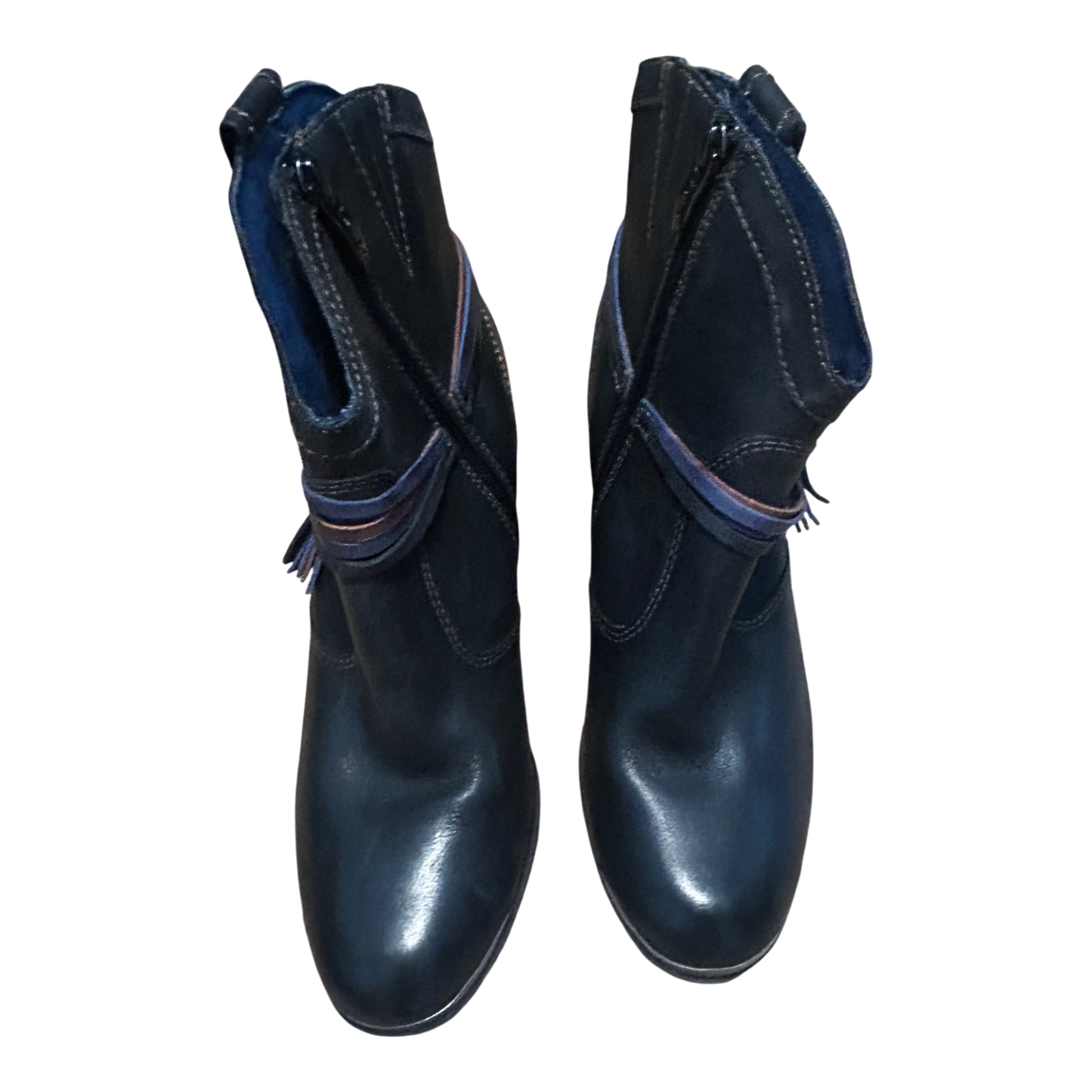 Tamaris Stiefeletten Damen Schuhe Gr 40 Schwarz Leder Blockabsatz Reißverschluss