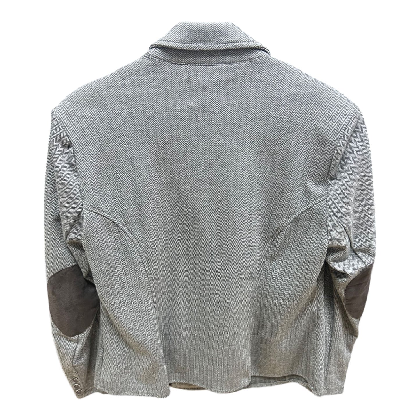 TCM Blazer Fischgrät Grau Gr 46 Ellenbogenpatches Klassisch Reiterstil