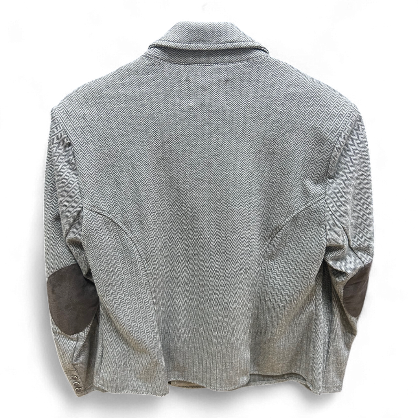 TCM Blazer Fischgrät Grau Gr 46 Ellenbogenpatches Klassisch Reiterstil