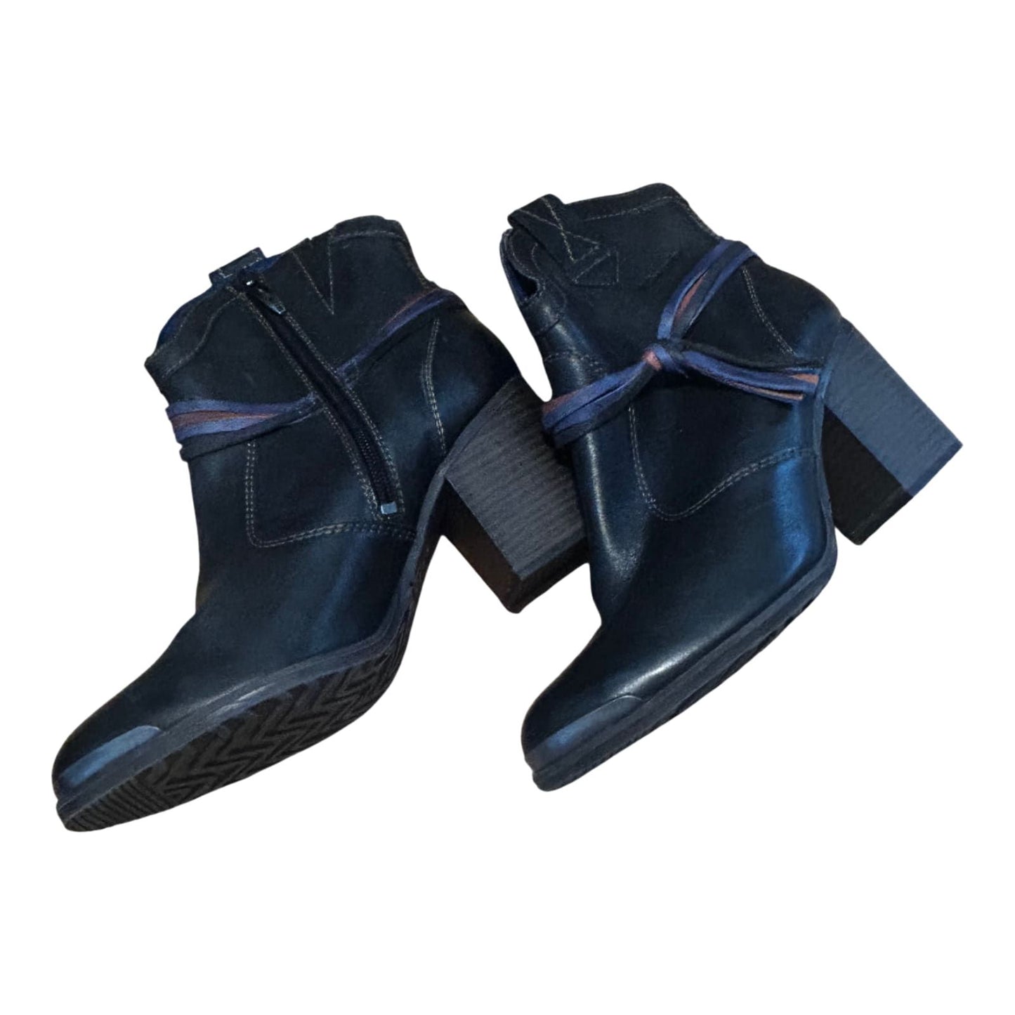 Tamaris Stiefeletten Damen Schuhe Gr 40 Schwarz Leder Blockabsatz Reißverschluss