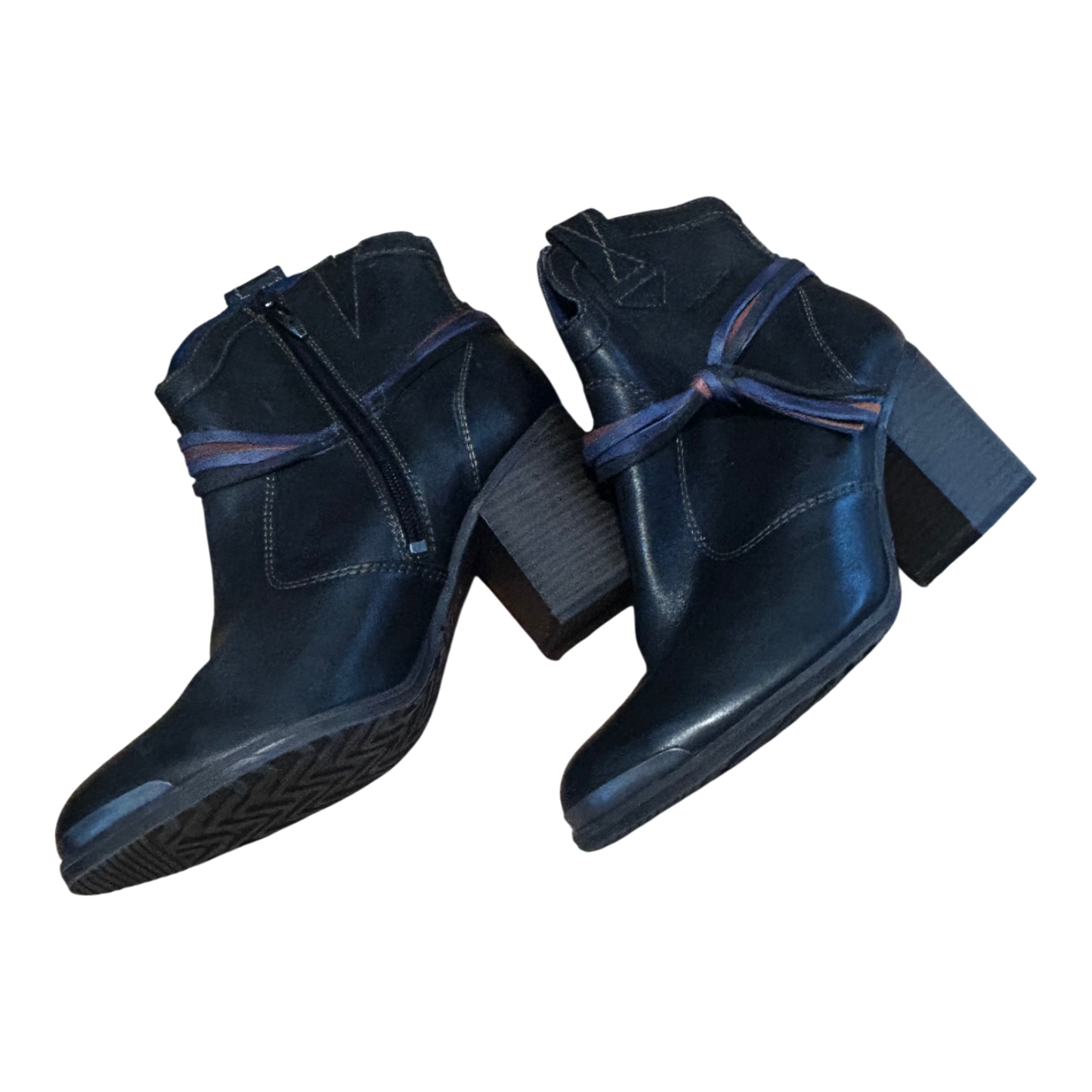 Tamaris Stiefeletten Damen Schuhe Gr 40 Schwarz Leder Blockabsatz Reißverschluss