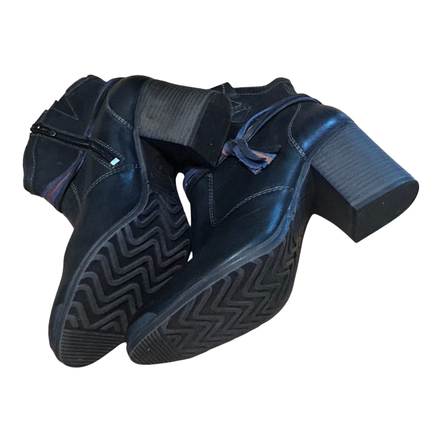 Tamaris Stiefeletten Damen Schuhe Gr 40 Schwarz Leder Blockabsatz Reißverschluss
