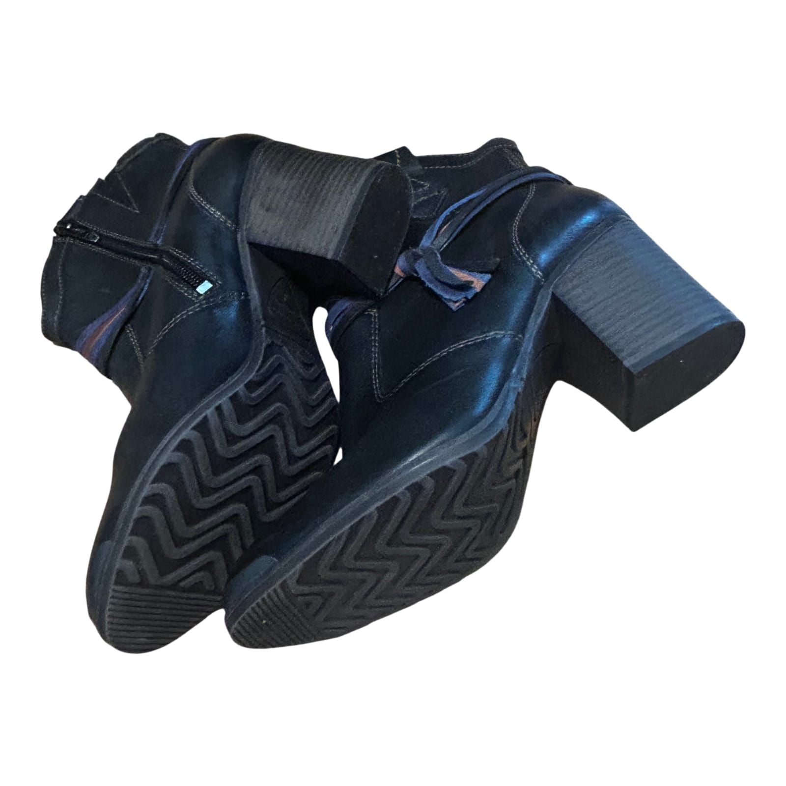 Tamaris Stiefeletten Damen Schuhe Gr 40 Schwarz Leder Blockabsatz Reißverschluss
