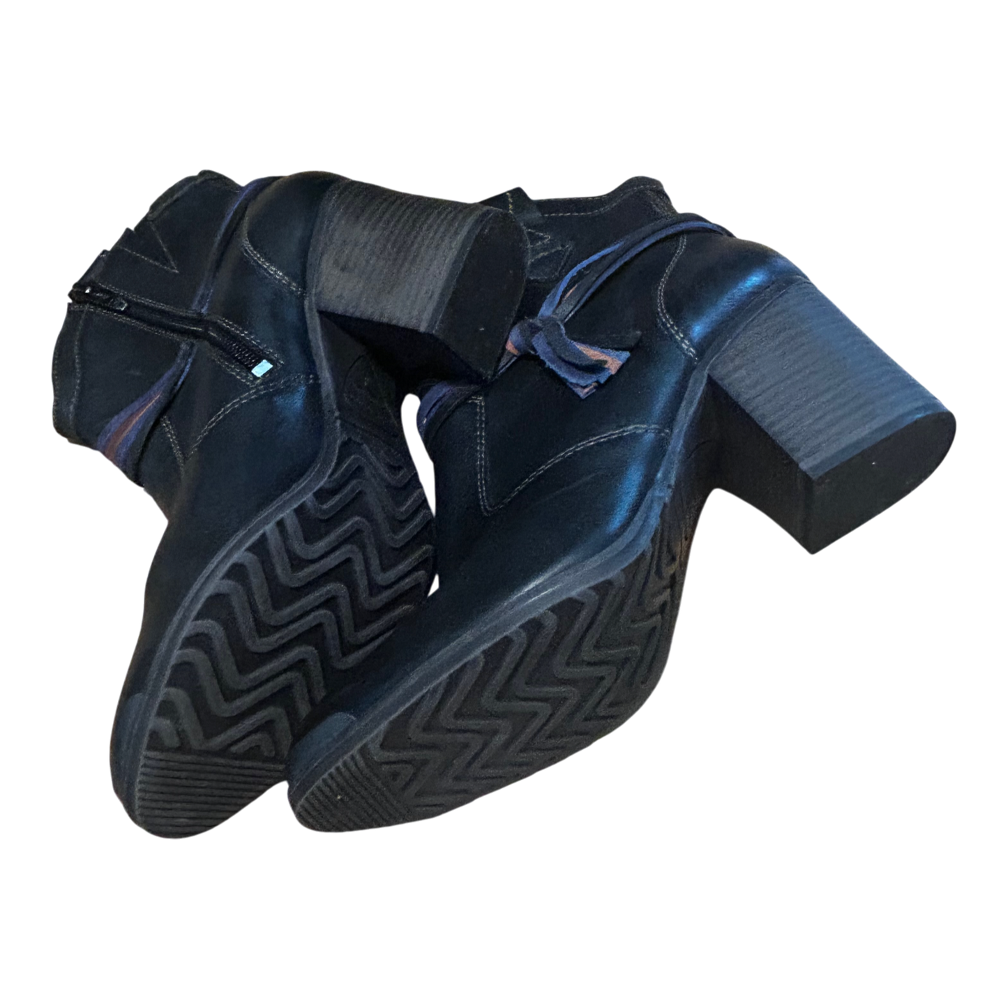 Tamaris Stiefeletten Damen Schuhe Gr 40 Schwarz Leder Blockabsatz Reißverschluss