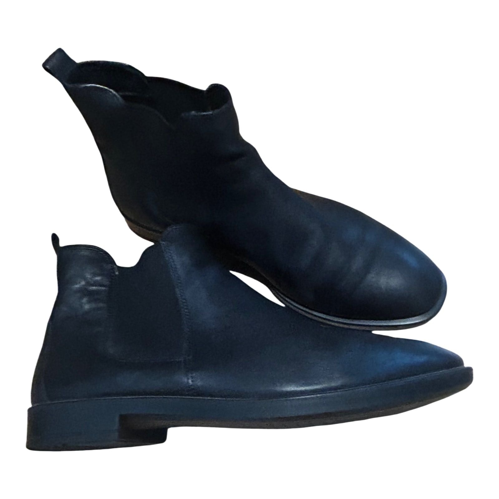 Ecco Stiefeletten Damen Schuhe Gr 39 Schwarz Leder Chelsea Gummizug Portugal