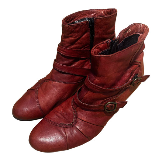 Tamaris Stiefeletten Rot Damen Schuhe Gr 40 Echtleder Blockabsatz Reißverschluss