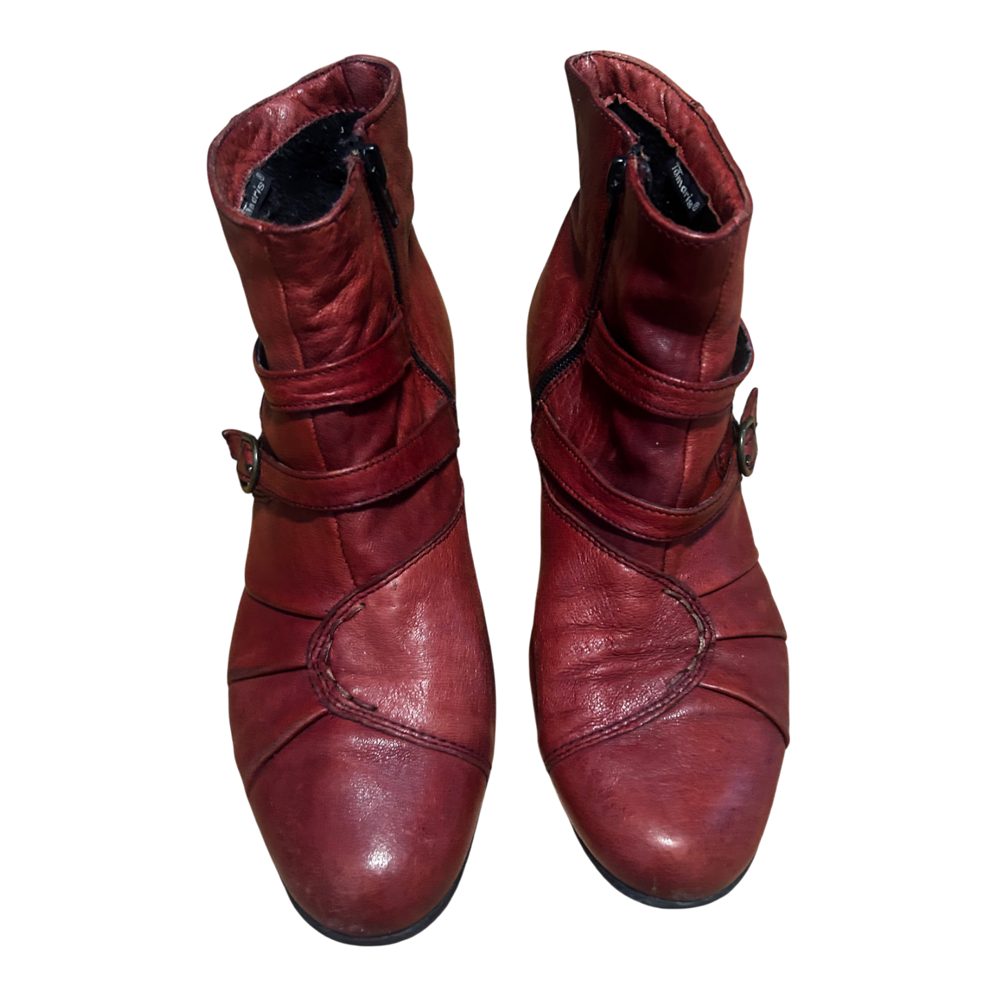 Tamaris Stiefeletten Rot Damen Schuhe Gr 40 Echtleder Blockabsatz Reißverschluss