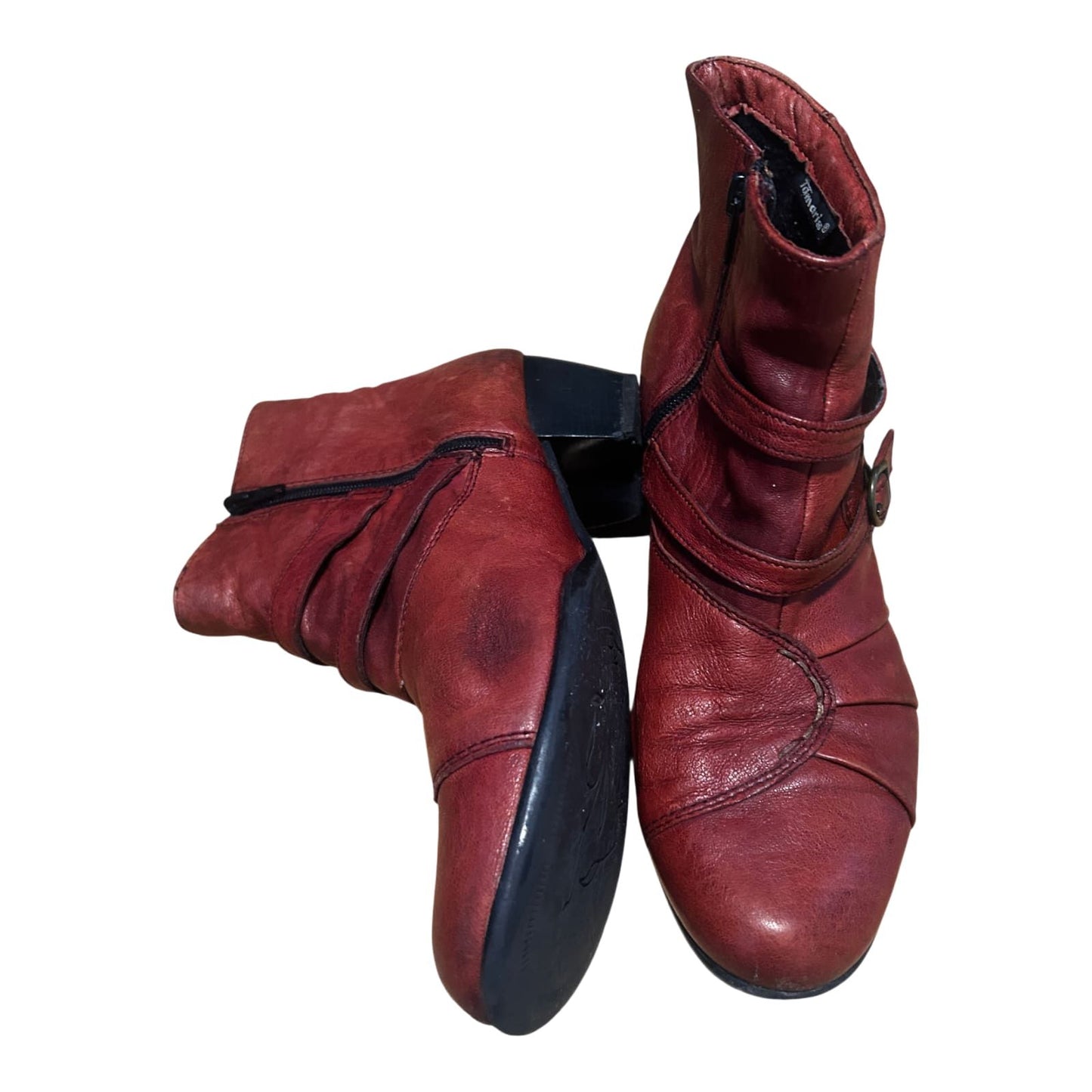 Tamaris Stiefeletten Rot Damen Schuhe Gr 40 Echtleder Blockabsatz Reißverschluss
