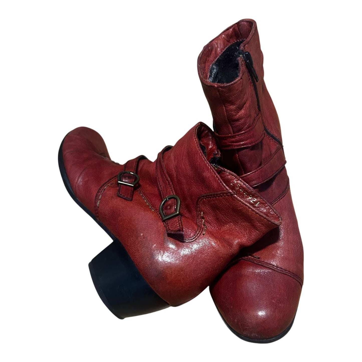 Tamaris Stiefeletten Rot Damen Schuhe Gr 40 Echtleder Blockabsatz Reißverschluss