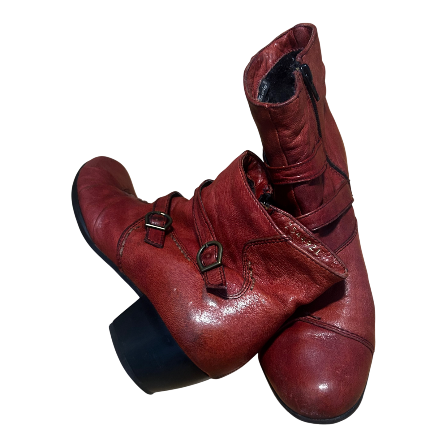 Tamaris Stiefeletten Rot Damen Schuhe Gr 40 Echtleder Blockabsatz Reißverschluss