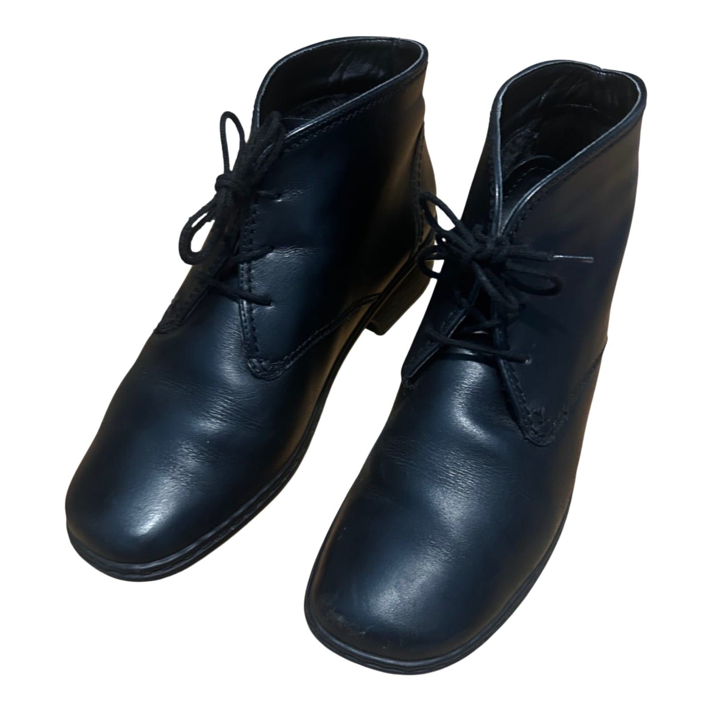 Jenny by ARA Damen Stiefeletten Gr 38,5 Schwarz Leder Schnürschuhe Gefüttert Komfort