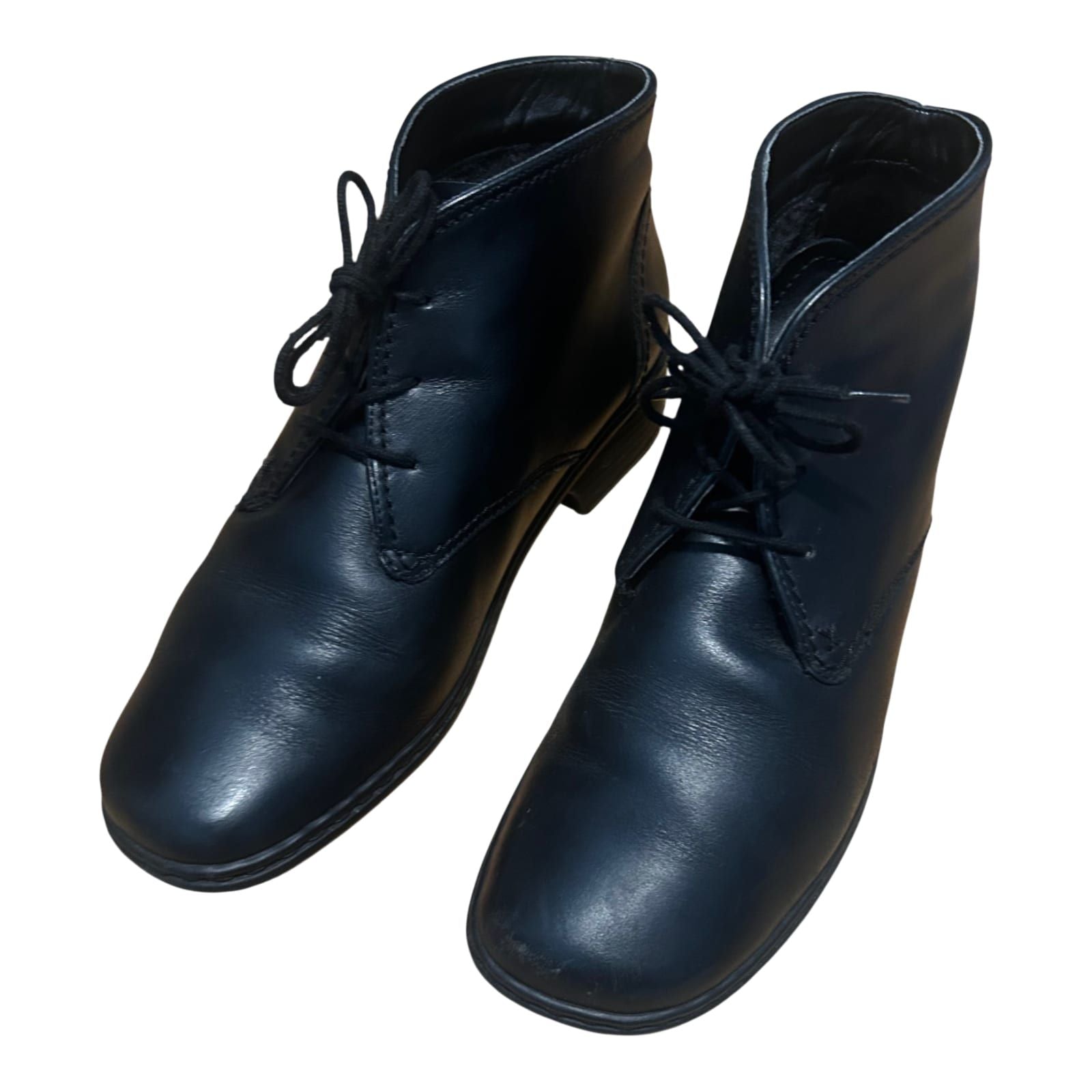 Jenny by ARA Damen Stiefeletten Gr 38,5 Schwarz Leder Schnürschuhe Gefüttert Komfort
