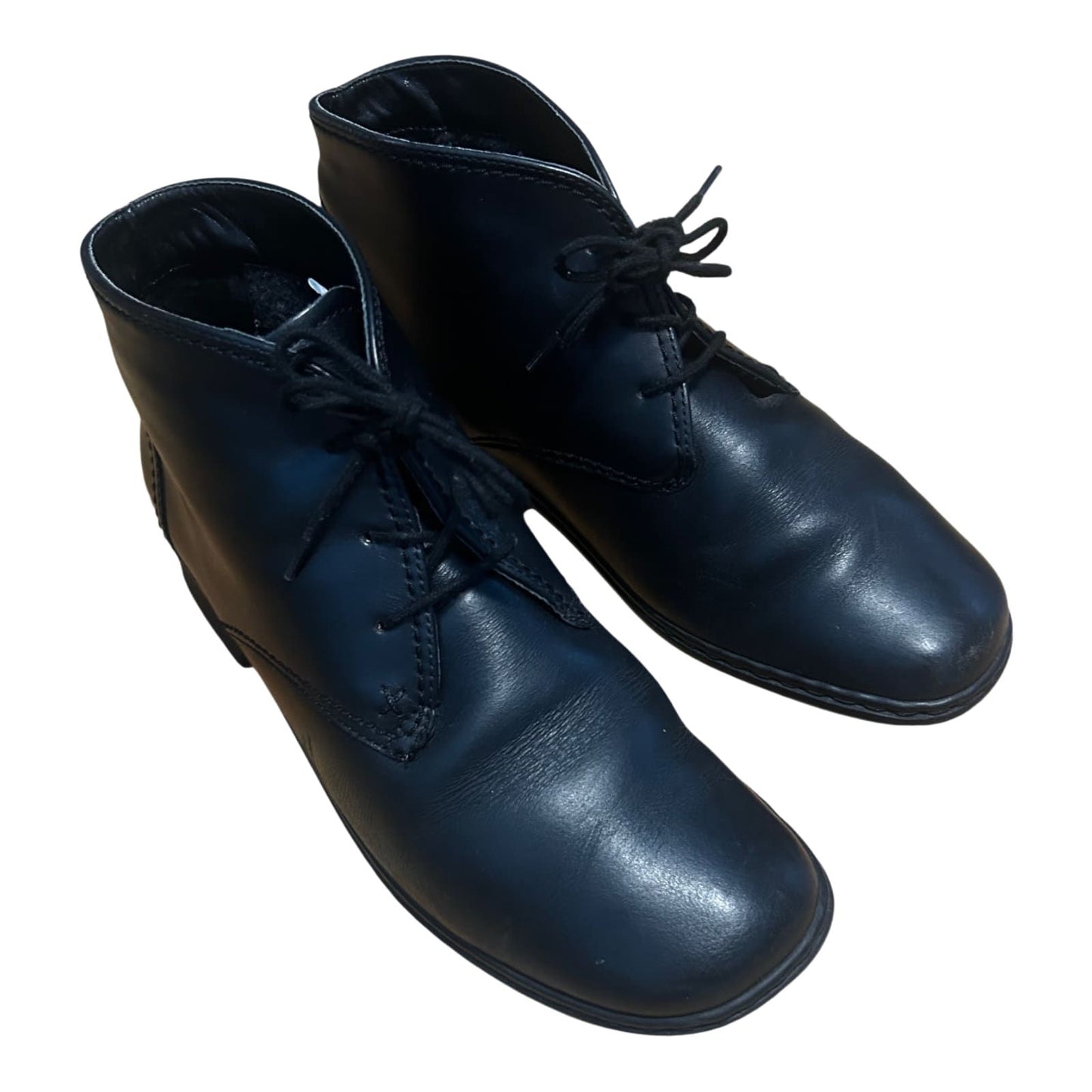 Jenny by ARA Damen Stiefeletten Gr 38,5 Schwarz Leder Schnürschuhe Gefüttert Komfort