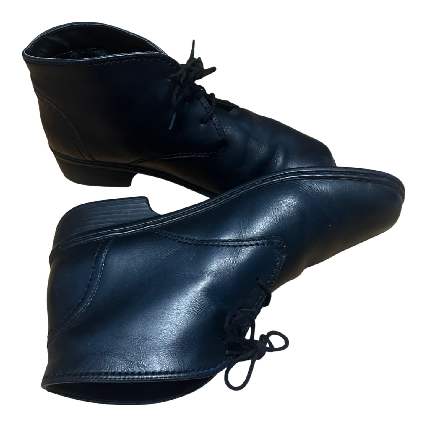 Jenny by ARA Damen Stiefeletten Gr 38,5 Schwarz Leder Schnürschuhe Gefüttert Komfort