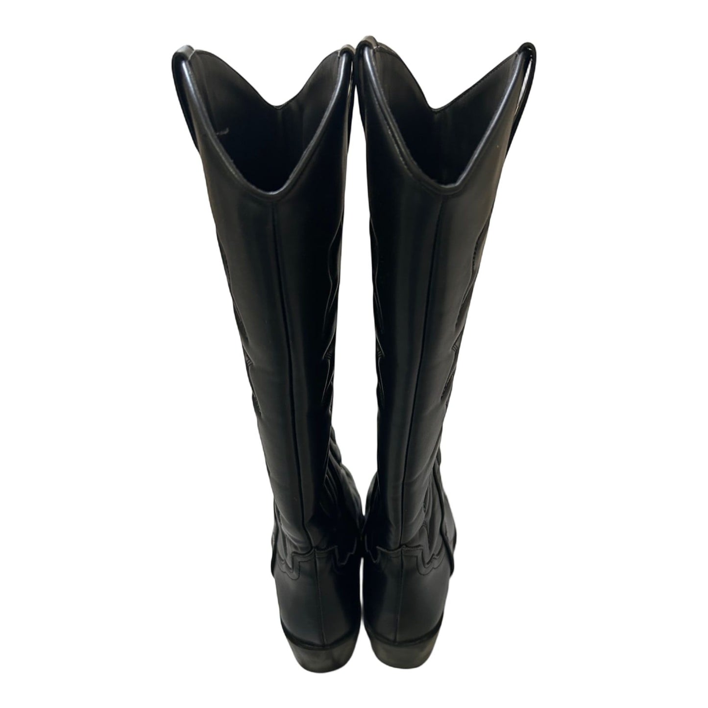 Stradivarius Cowboystiefel Schwarz Gr 38 Westernlook Vegan Stickerei Kunstleder*