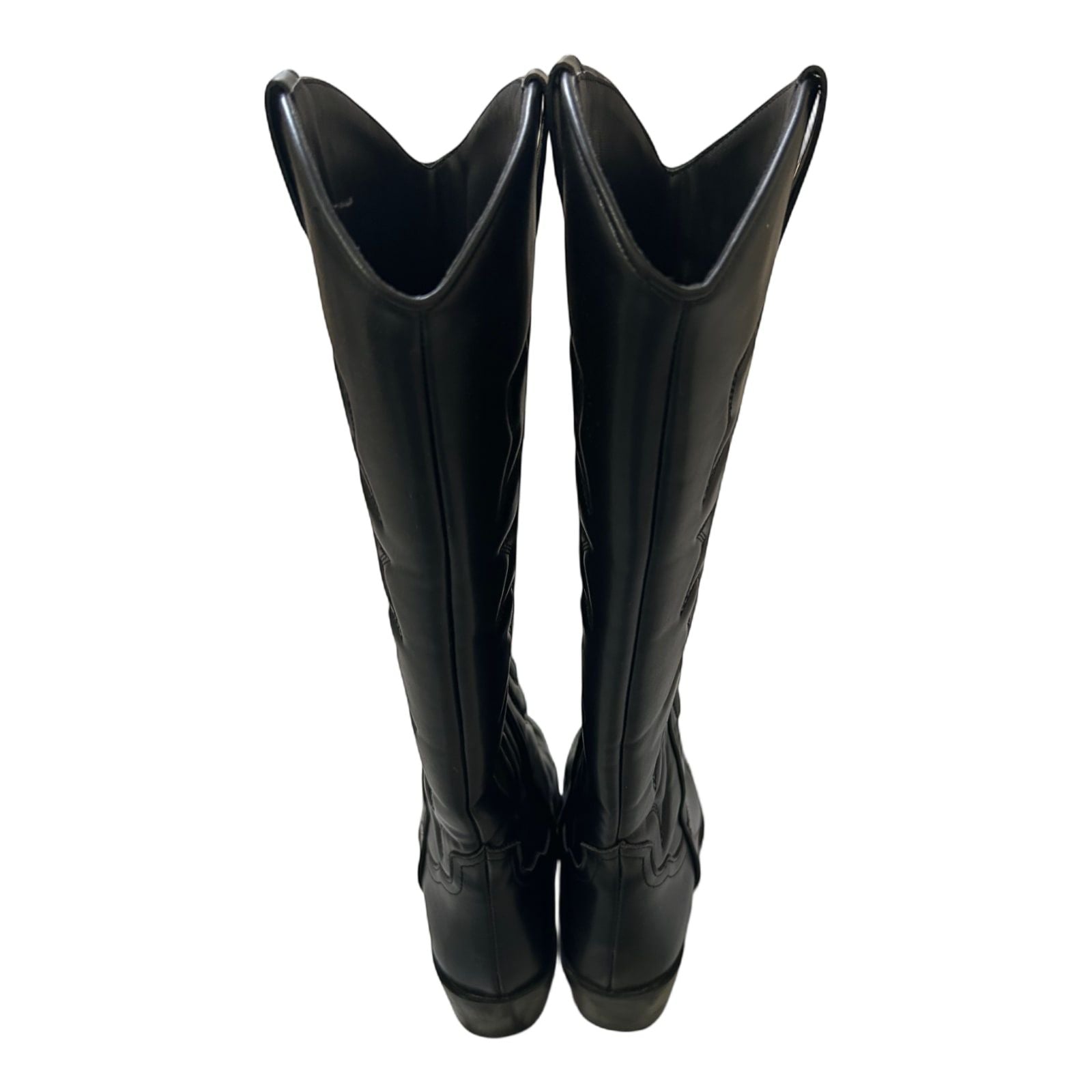 Stradivarius Cowboystiefel Schwarz Gr 38 Westernlook Vegan Stickerei Kunstleder*