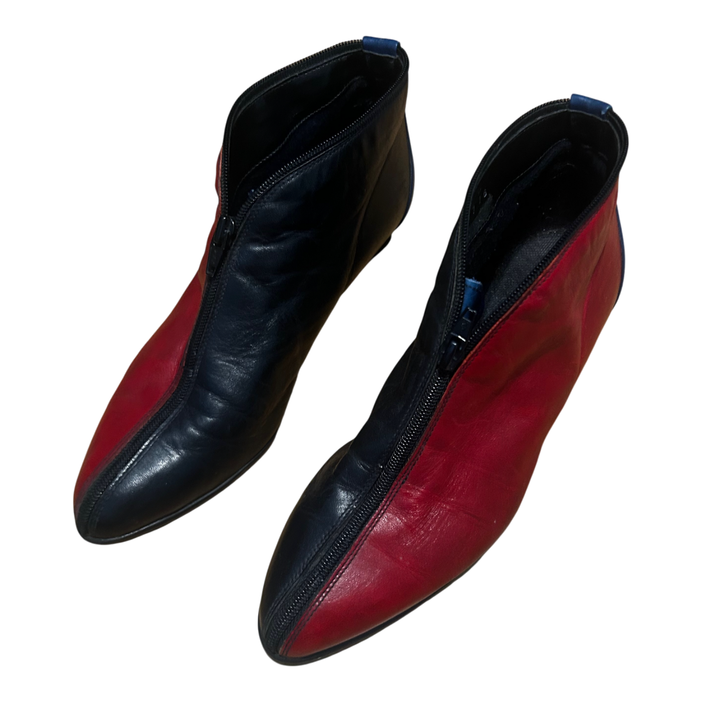 Damen Stiefeletten Schuhe Gr 39 Echtleder Schwarz Rot Blau Reißverschluss Italy