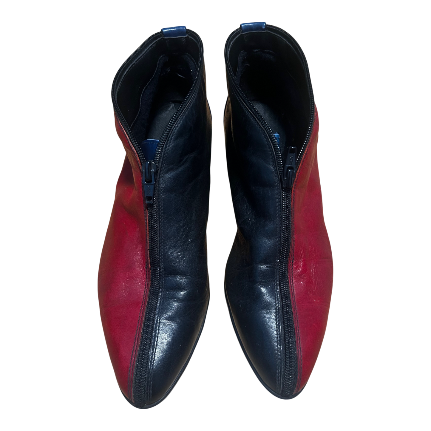 Damen Stiefeletten Schuhe Gr 39 Echtleder Schwarz Rot Blau Reißverschluss Italy