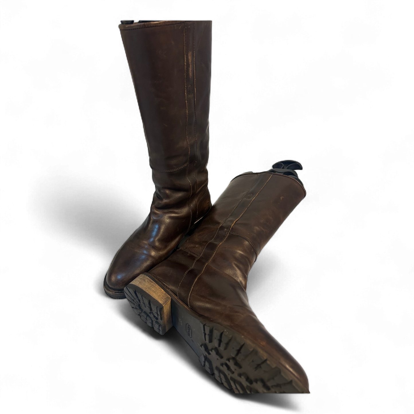 Derbe Lederstiefel Braun Gr 37 Schlüpfstiefel Vibramsohle Echtleder Patina