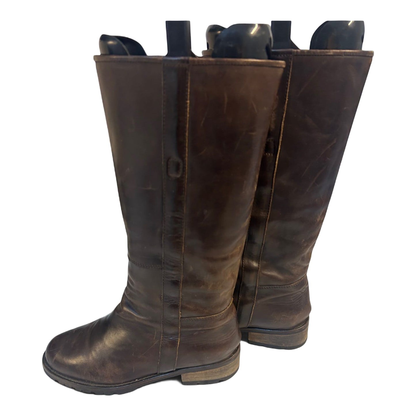 Derbe Lederstiefel Braun Gr 37 Schlüpfstiefel Vibramsohle Echtleder Patina