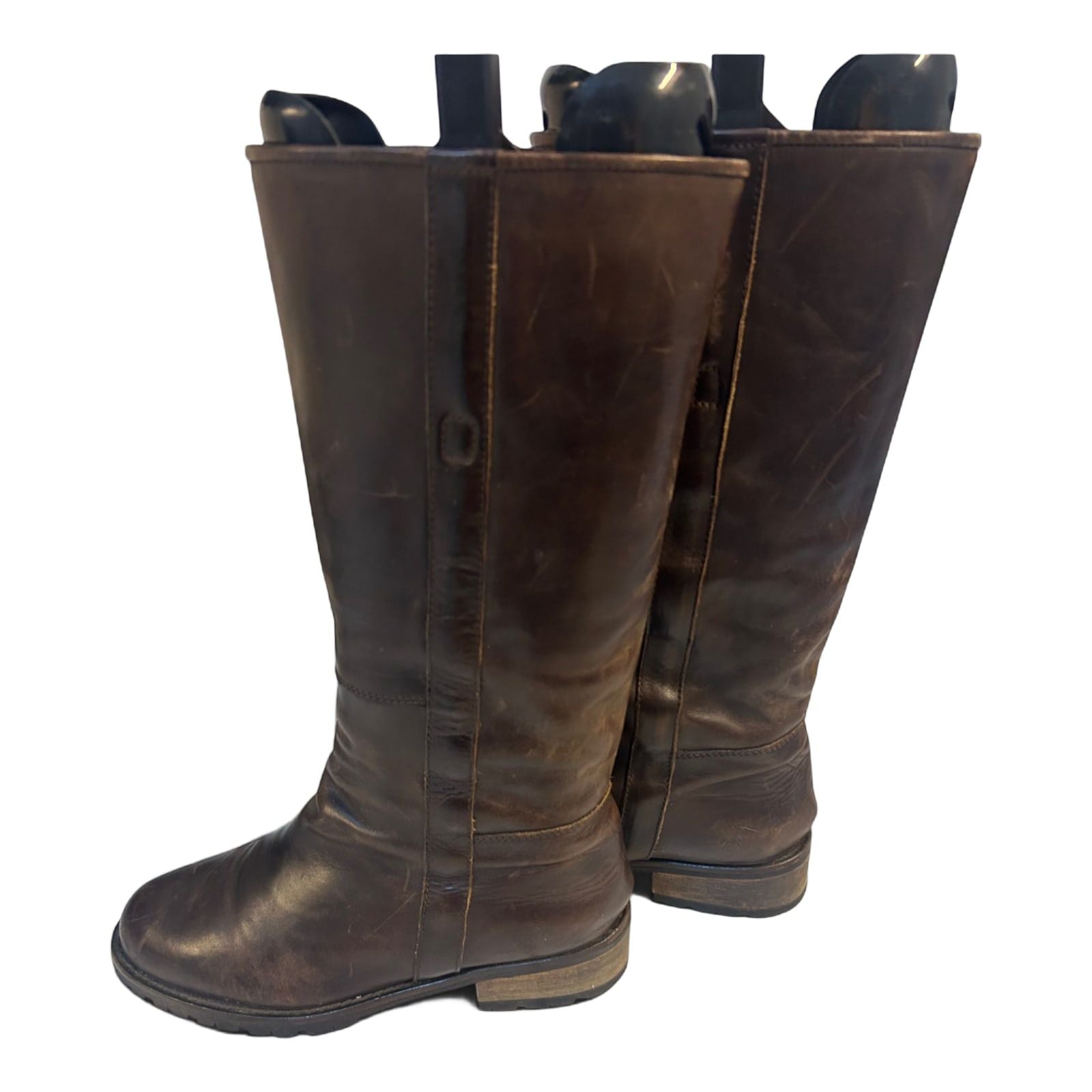 Derbe Lederstiefel Braun Gr 37 Schlüpfstiefel Vibramsohle Echtleder Patina