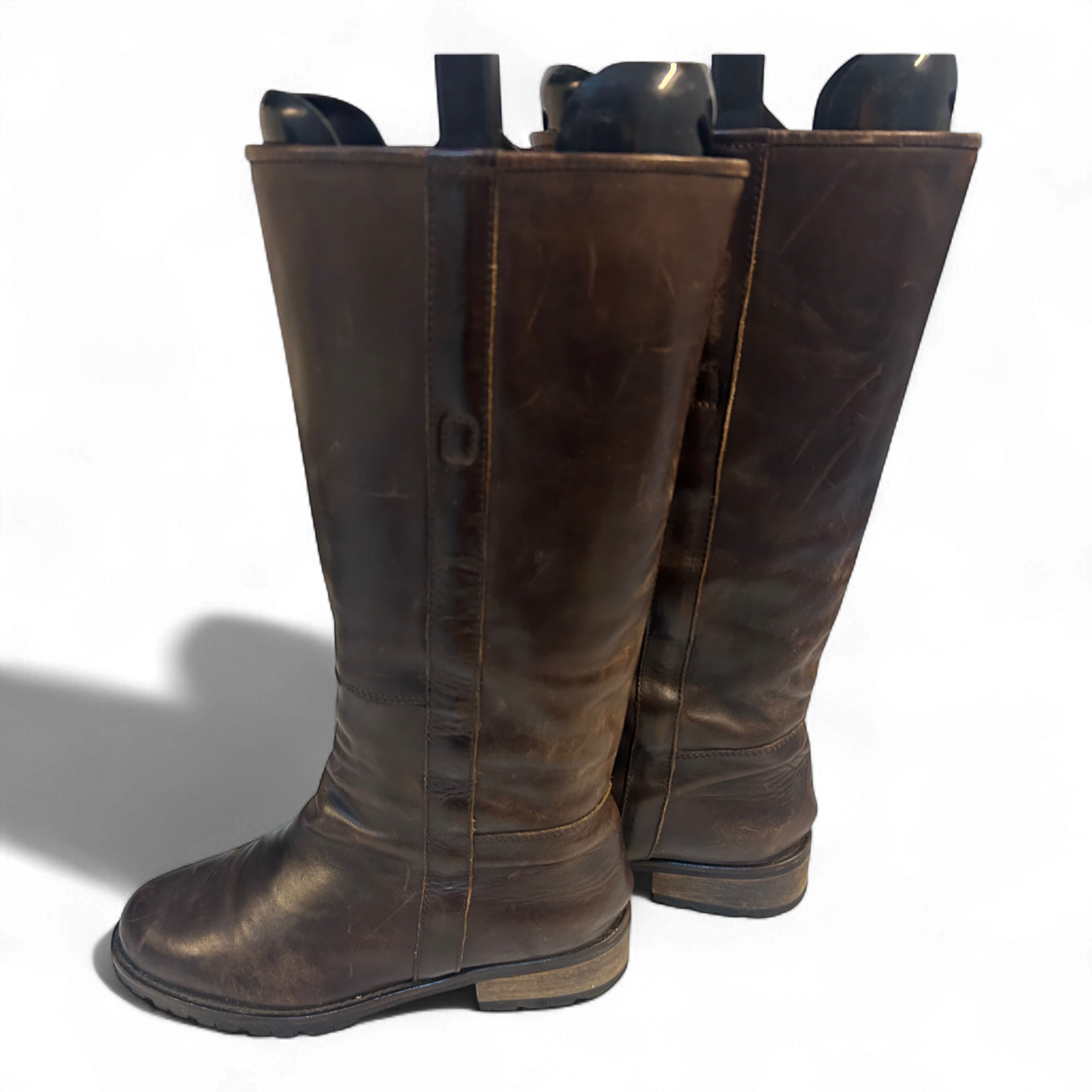 Derbe Lederstiefel Braun Gr 37 Schlüpfstiefel Vibramsohle Echtleder Patina