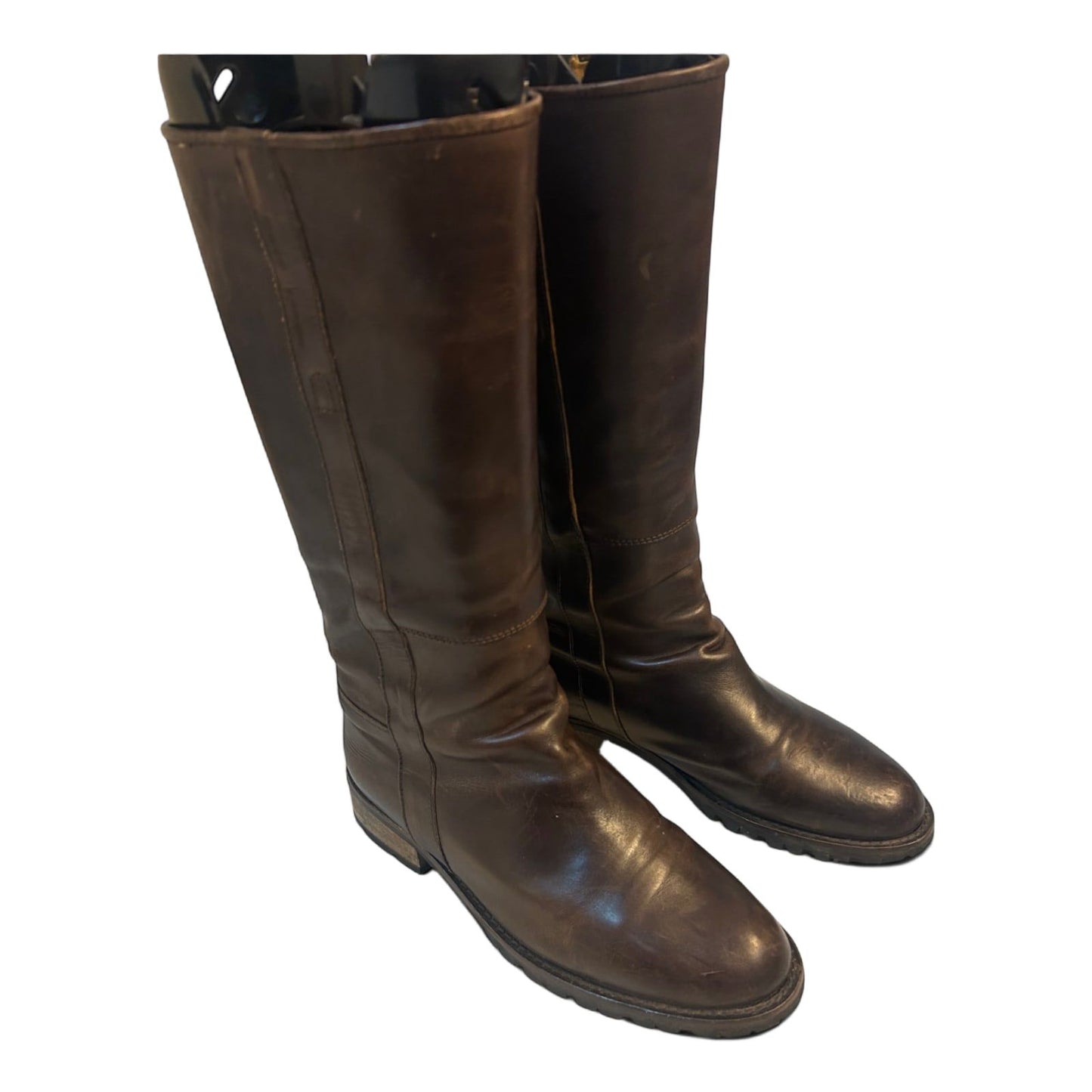 Derbe Lederstiefel Braun Gr 37 Schlüpfstiefel Vibramsohle Echtleder Patina