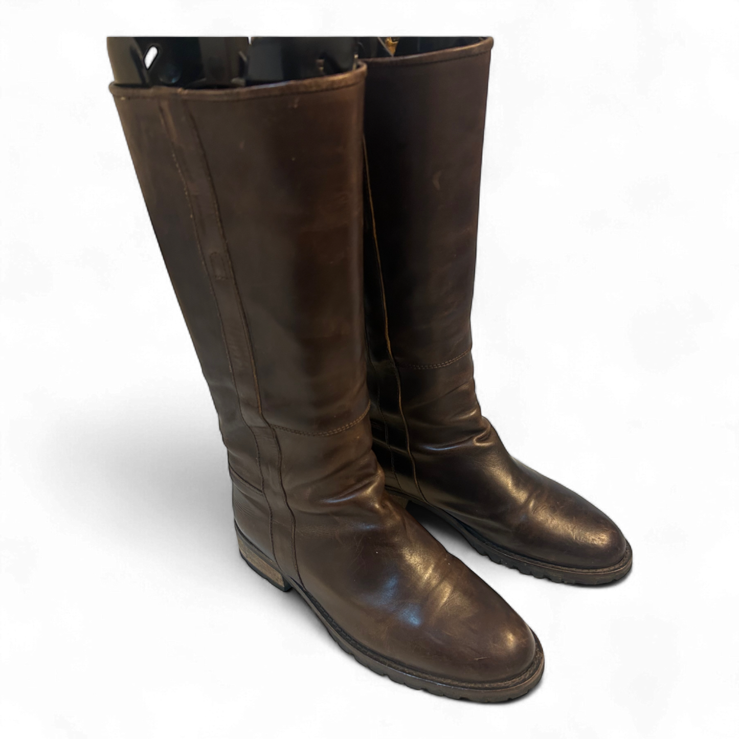 Derbe Lederstiefel Braun Gr 37 Schlüpfstiefel Vibramsohle Echtleder Patina