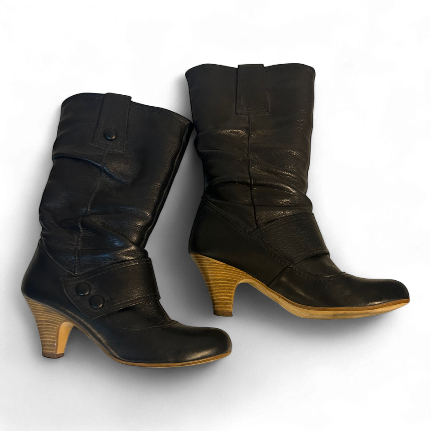 Görtz Leder Stiefeletten Schwarz Gr 39 Echtleder Knöchelhoch Holzabsatz Elegant