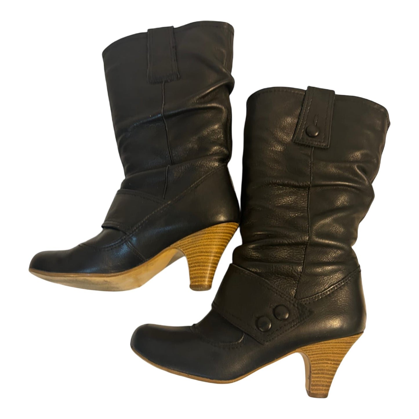 Görtz Leder Stiefeletten Schwarz Gr 39 Echtleder Knöchelhoch Holzabsatz Elegant