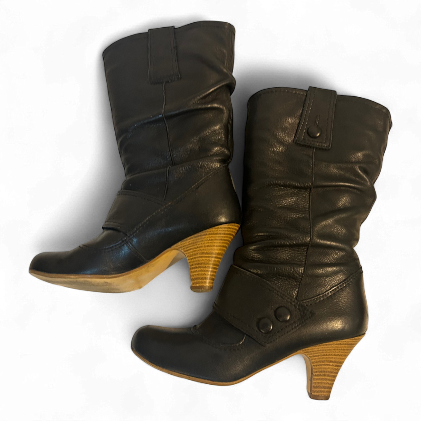 Görtz Leder Stiefeletten Schwarz Gr 39 Echtleder Knöchelhoch Holzabsatz Elegant