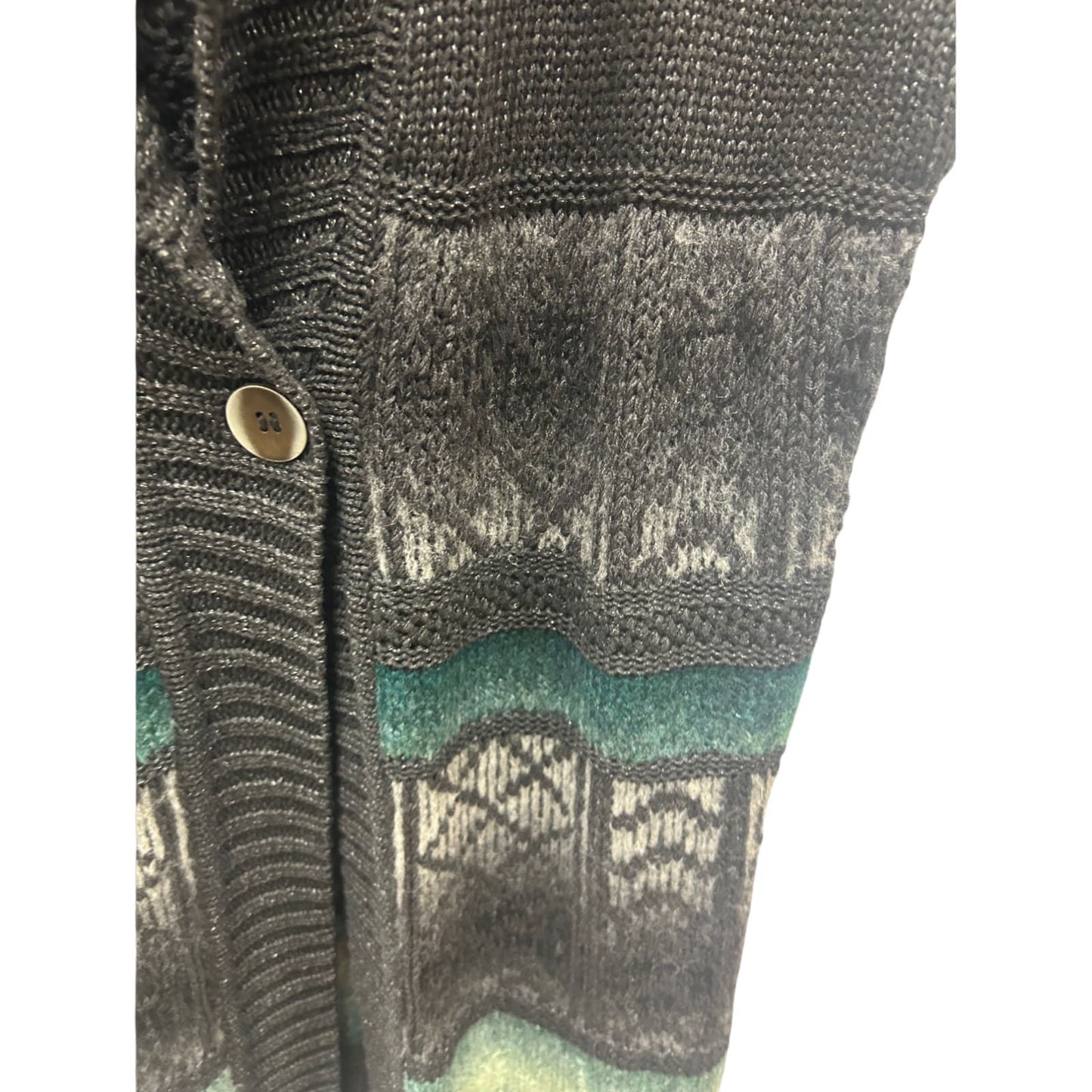 Bonita Strickweste Schwarz Gr L Kurzarm Muster Knopf Weich Mohairmischung