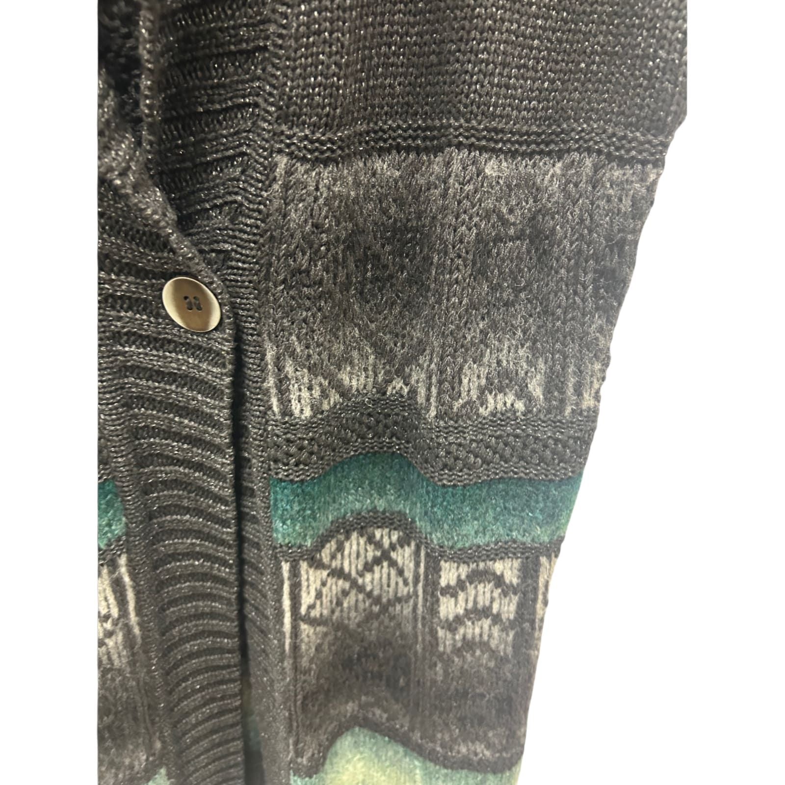 Bonita Strickweste Schwarz Gr L Kurzarm Muster Knopf Weich Mohairmischung
