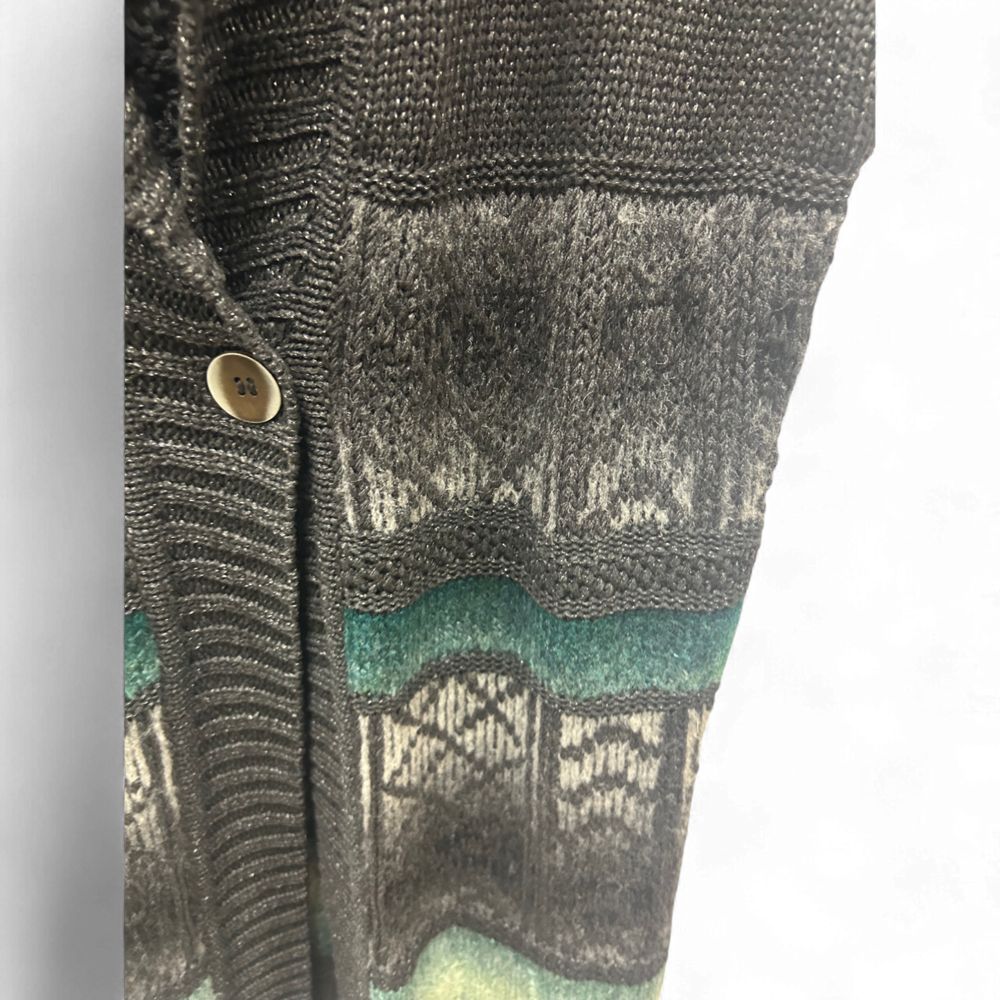 Bonita Strickweste Schwarz Gr L Kurzarm Muster Knopf Weich Mohairmischung