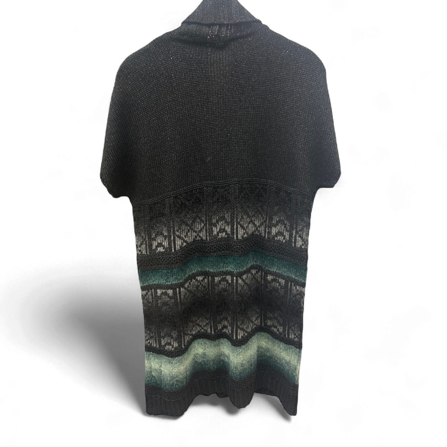 Bonita Strickweste Schwarz Gr L Kurzarm Muster Knopf Weich Mohairmischung