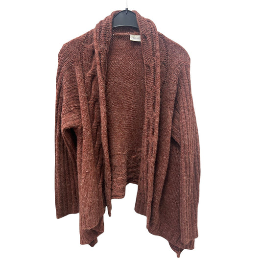 Yessica Strickjacke Braun Gr L Zopfmuster Offener Schnitt Zipfelsaum Wollmix