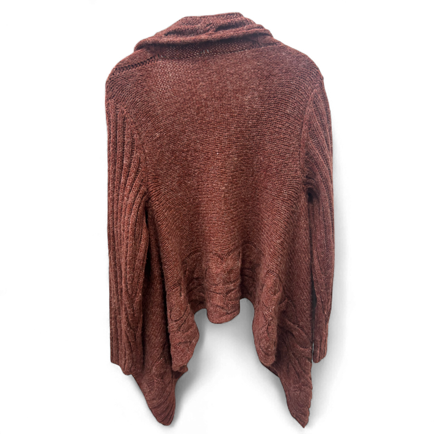 Yessica Strickjacke Braun Gr L Zopfmuster Offener Schnitt Zipfelsaum Wollmix