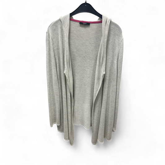Bonita Strickjacke Grau Gr XL Kapuze Zipfelsaum Offen Lagenlook Langarm Casual